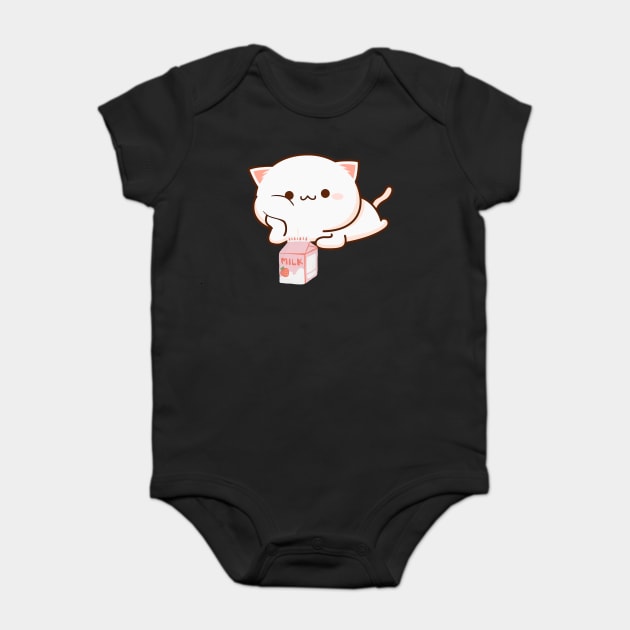 Cat Strawberry Milk Anime Japanese Kawaii Baby Bodysuit by Pixel Threads 